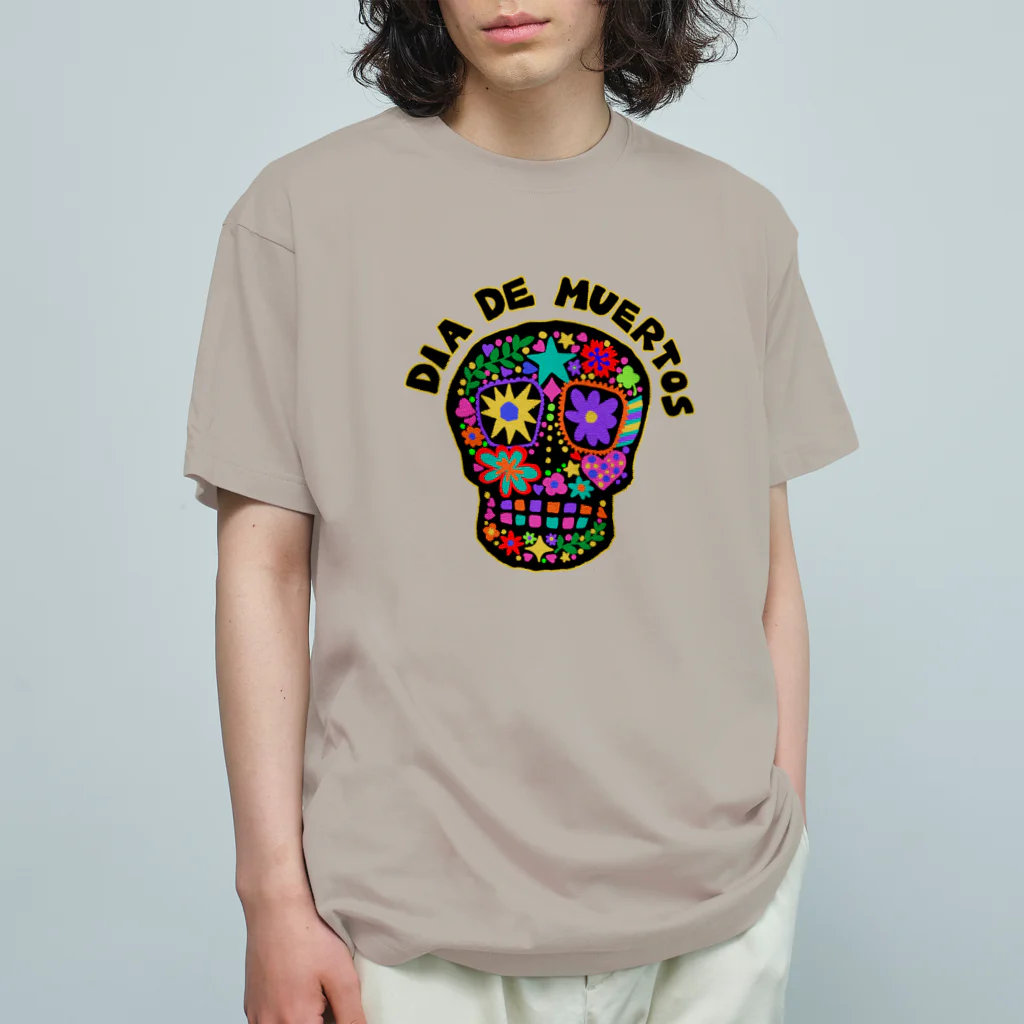 sandy-mのメキシコ風ドクロ Dia de muertos オーガニックコットンTシャツ