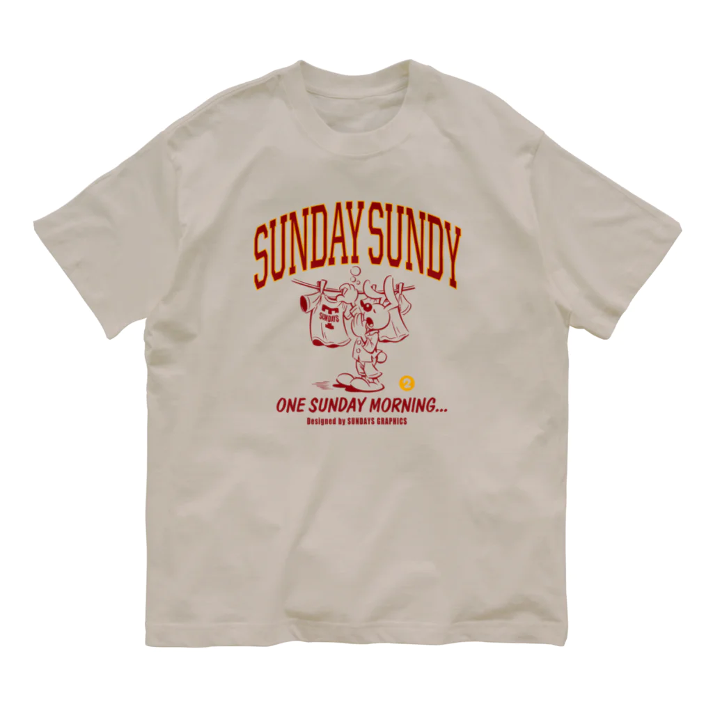 SUNDAYS GRAPHICSのSUNDAY SUNDY No.2(カレッジロゴ)  オーガニックコットンTシャツ