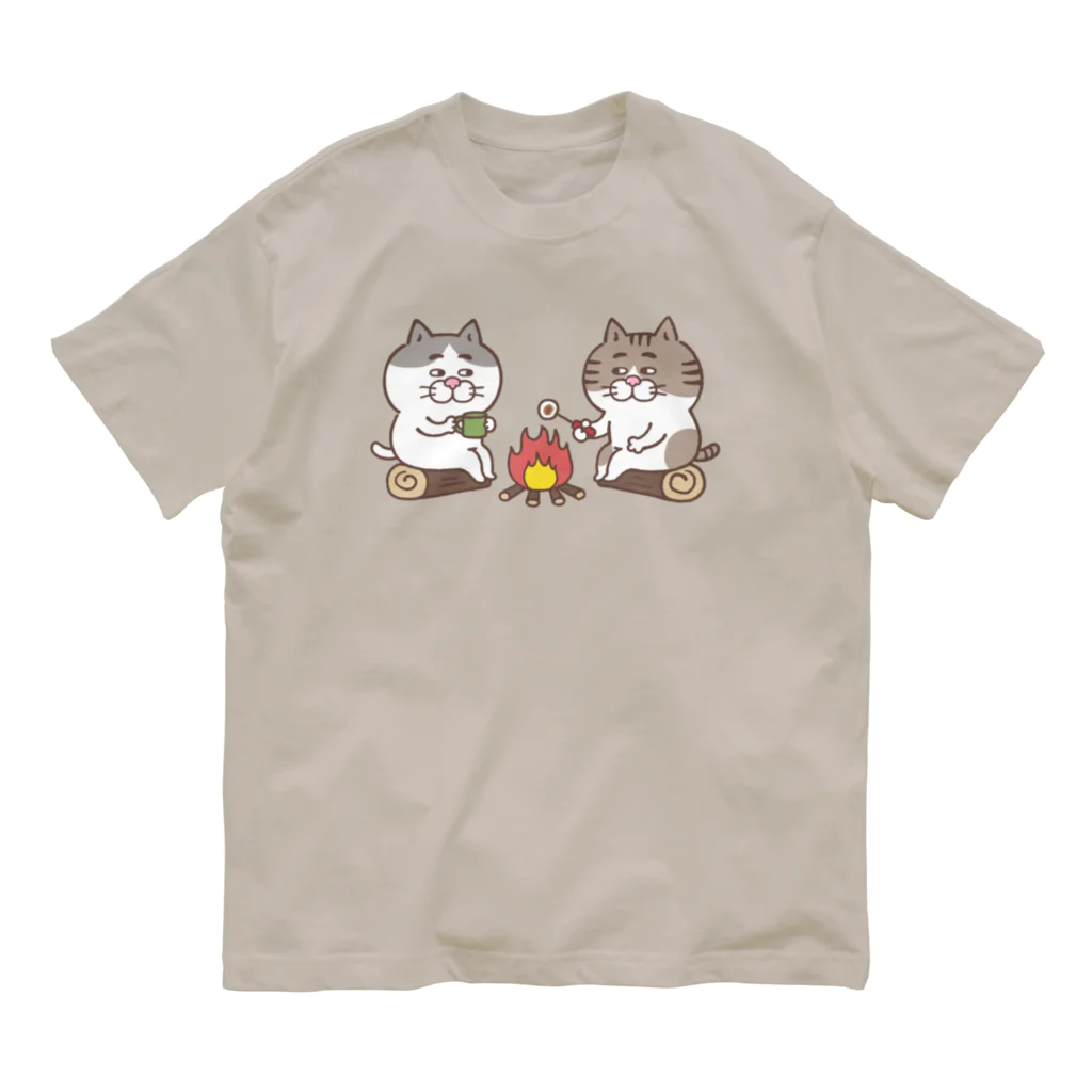 目つきの悪い猫＠いけやけいのキャンプにゃんこ オーガニックコットンTシャツ