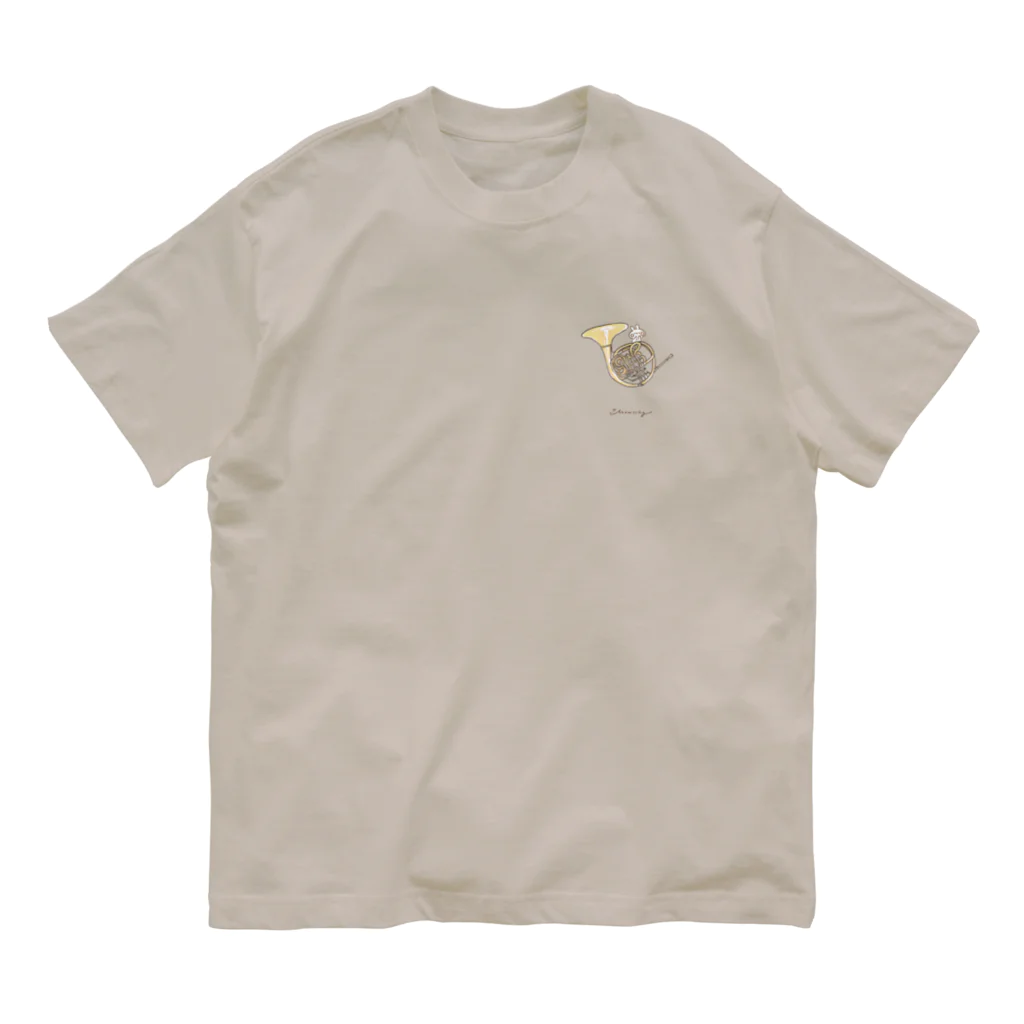 ＊momochy shop＊のホルンとうさぎ (ワンポイント) Organic Cotton T-Shirt