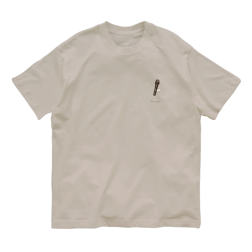 ＊momochy shop＊のハンドマイクとうさぎ (ワンポイント) Organic Cotton T-Shirt