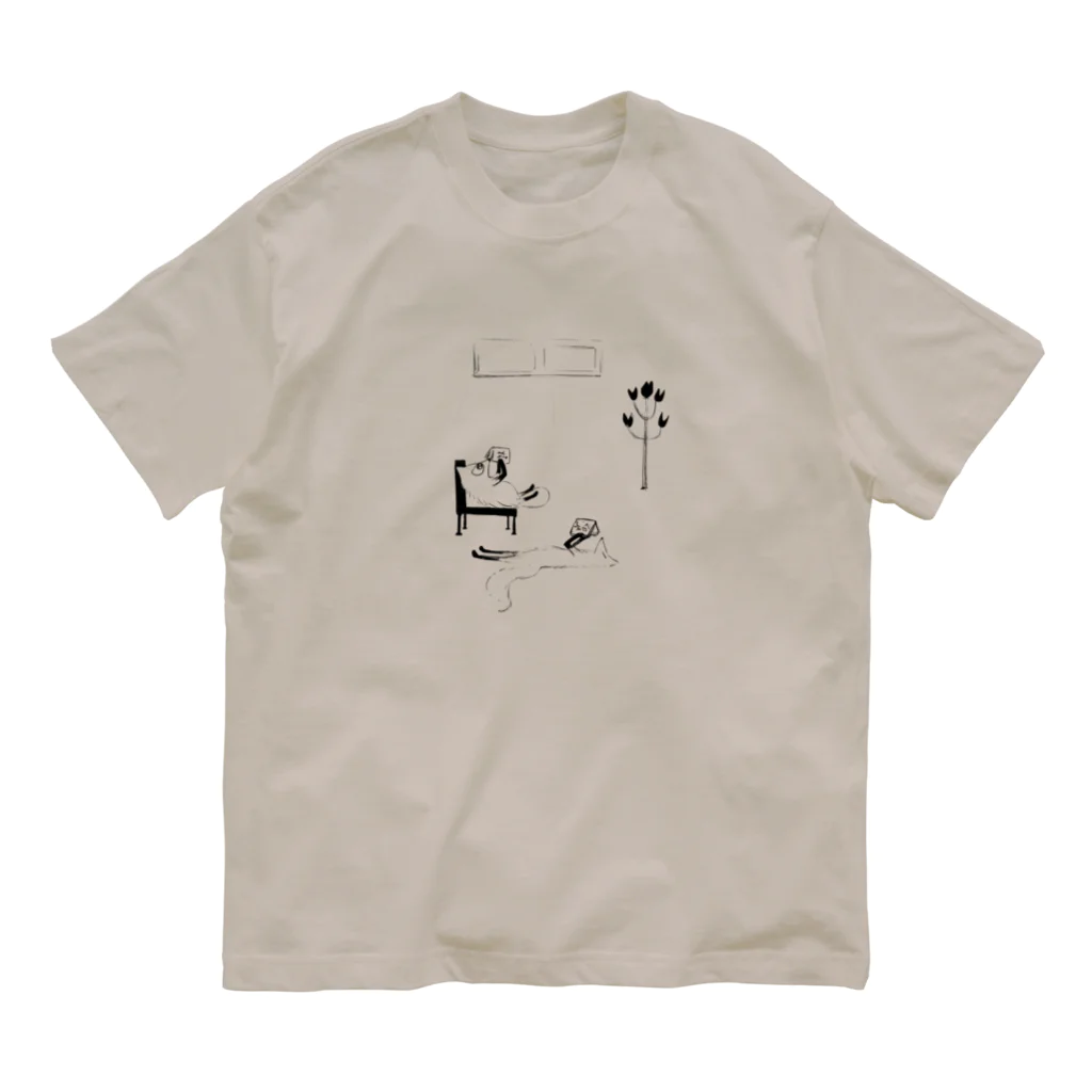 うさぎの国のタヌキ君ときつね君の休日 Organic Cotton T-Shirt