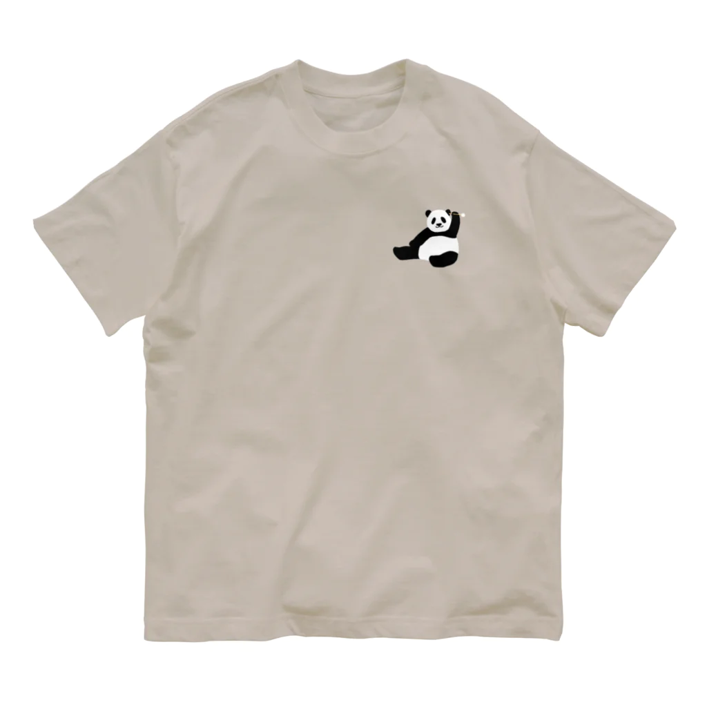 パンダむんの耳かき(ワンポイント) オーガニックコットンTシャツ