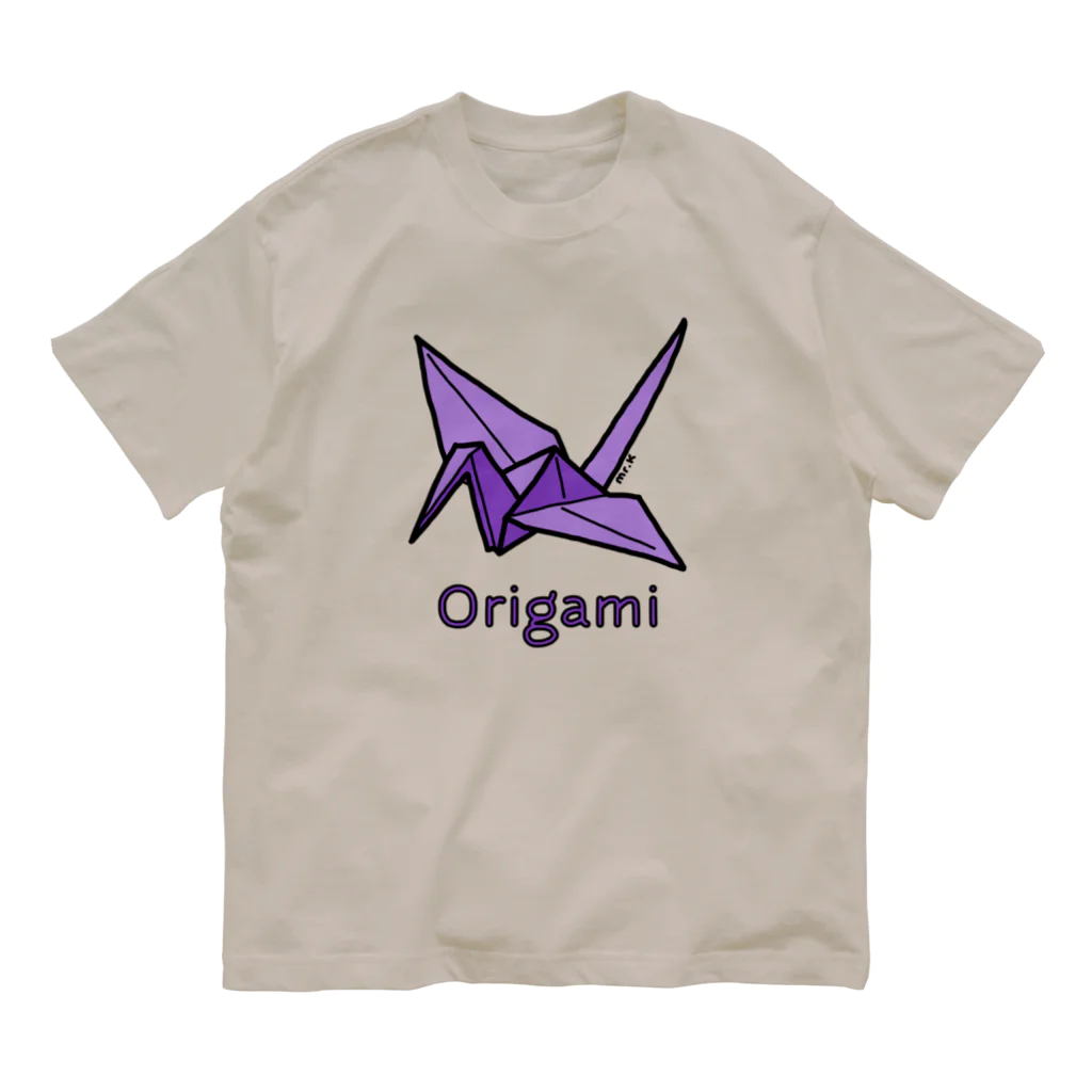 MrKShirtsのOrigami (折り紙鶴) 色デザイン オーガニックコットンTシャツ