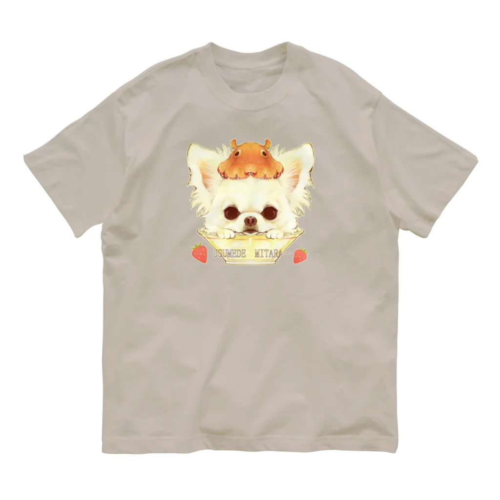 トロ箱戦隊本部の薄目で見たら…かき氷(いちご) Organic Cotton T-Shirt