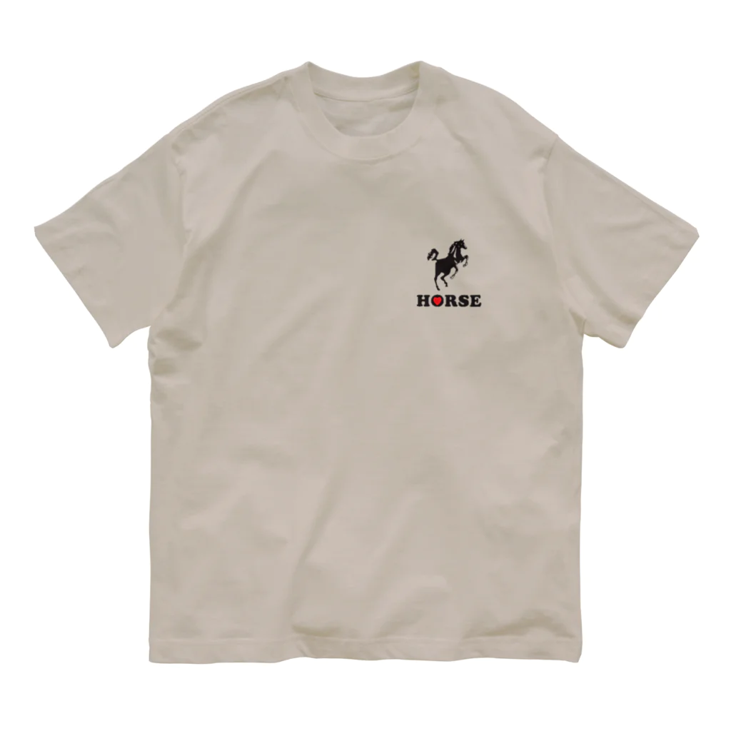 BBdesignの馬３ オーガニックコットンTシャツ