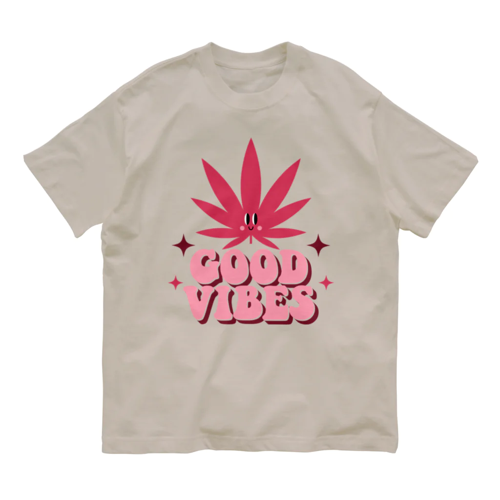 420 MUSIC FACTORYのGOOD VIVES グッドバイブス 大麻 マリファナ カナビス ヘンプ ガンジャ Organic Cotton T-Shirt