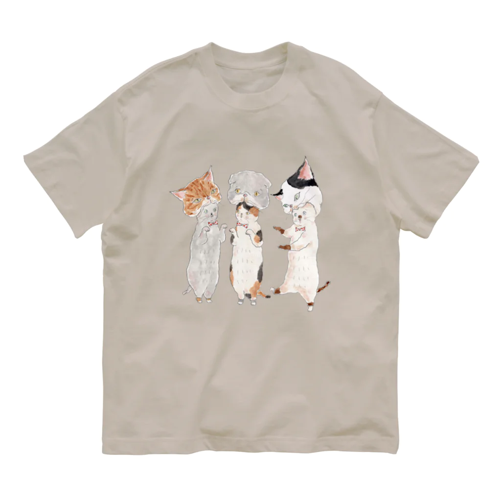 トコロコムギのねこがぶりにゃんこ Organic Cotton T-Shirt