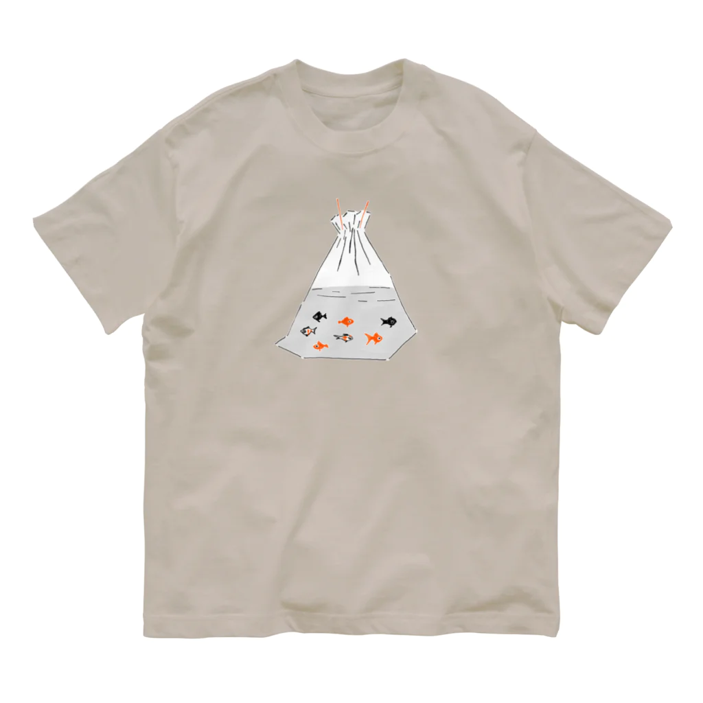 NIKORASU GOの祭りデザイン「金魚すくい」 オーガニックコットンTシャツ