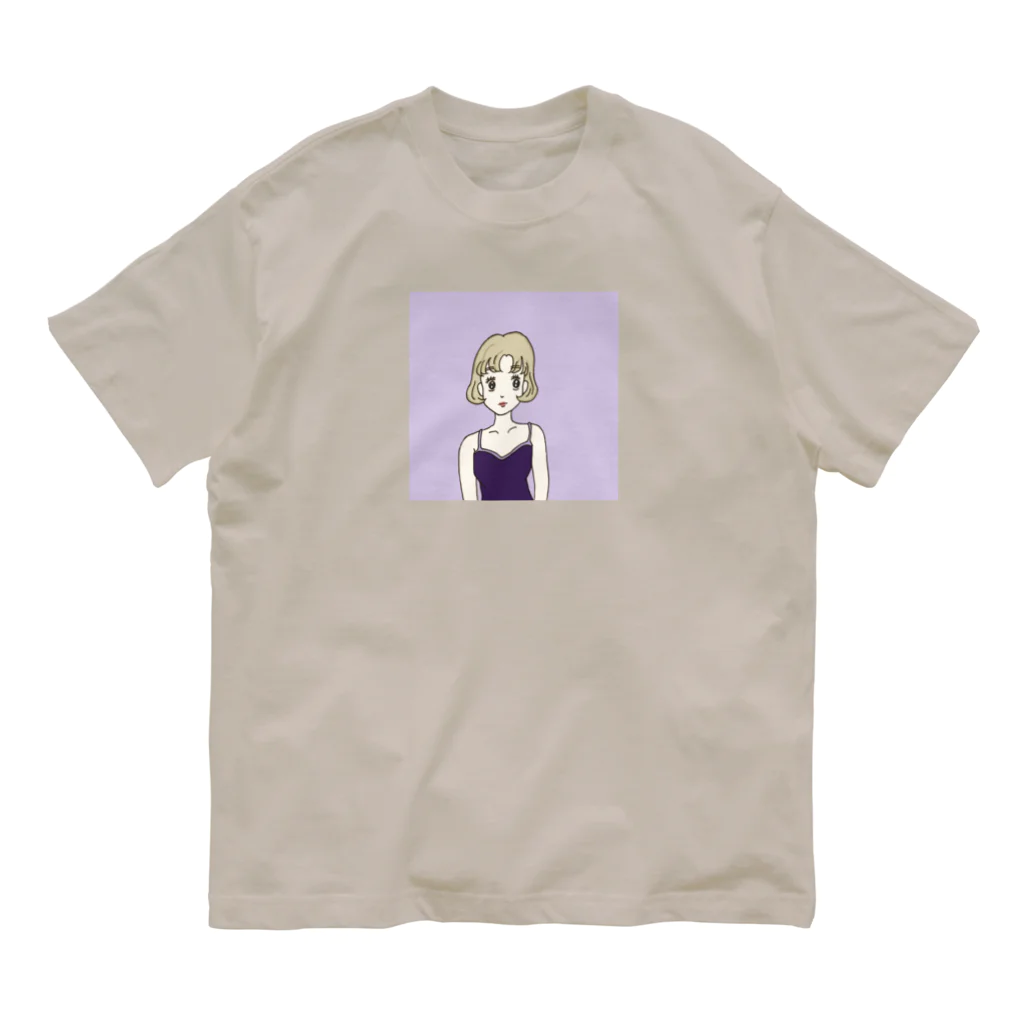 Hinanochin.shopのMs. Blonde Short Hair Organic Cotton T-Shirt