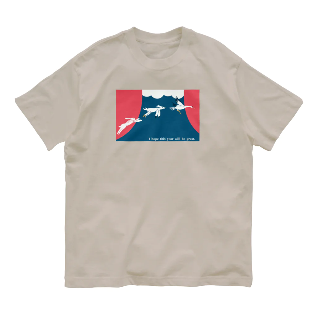 ari designのうさぎ、鶴になる Organic Cotton T-Shirt