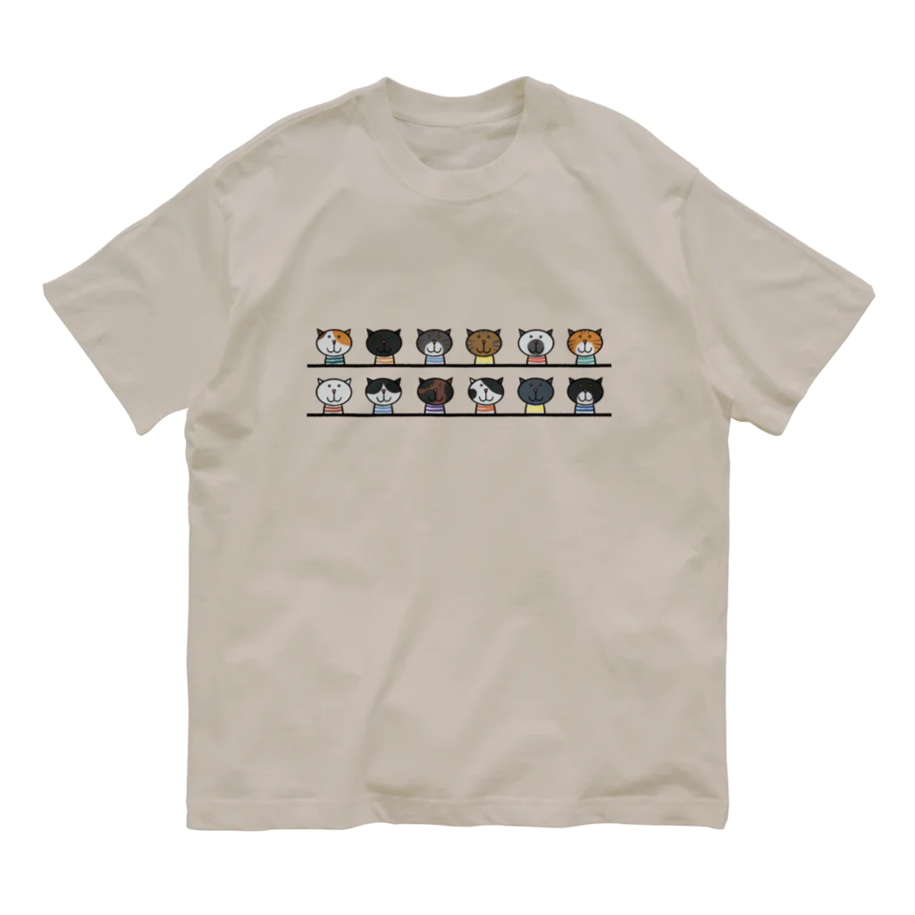 Yellow_Sparrowのせいぞろいするねこ オーガニックコットンTシャツ