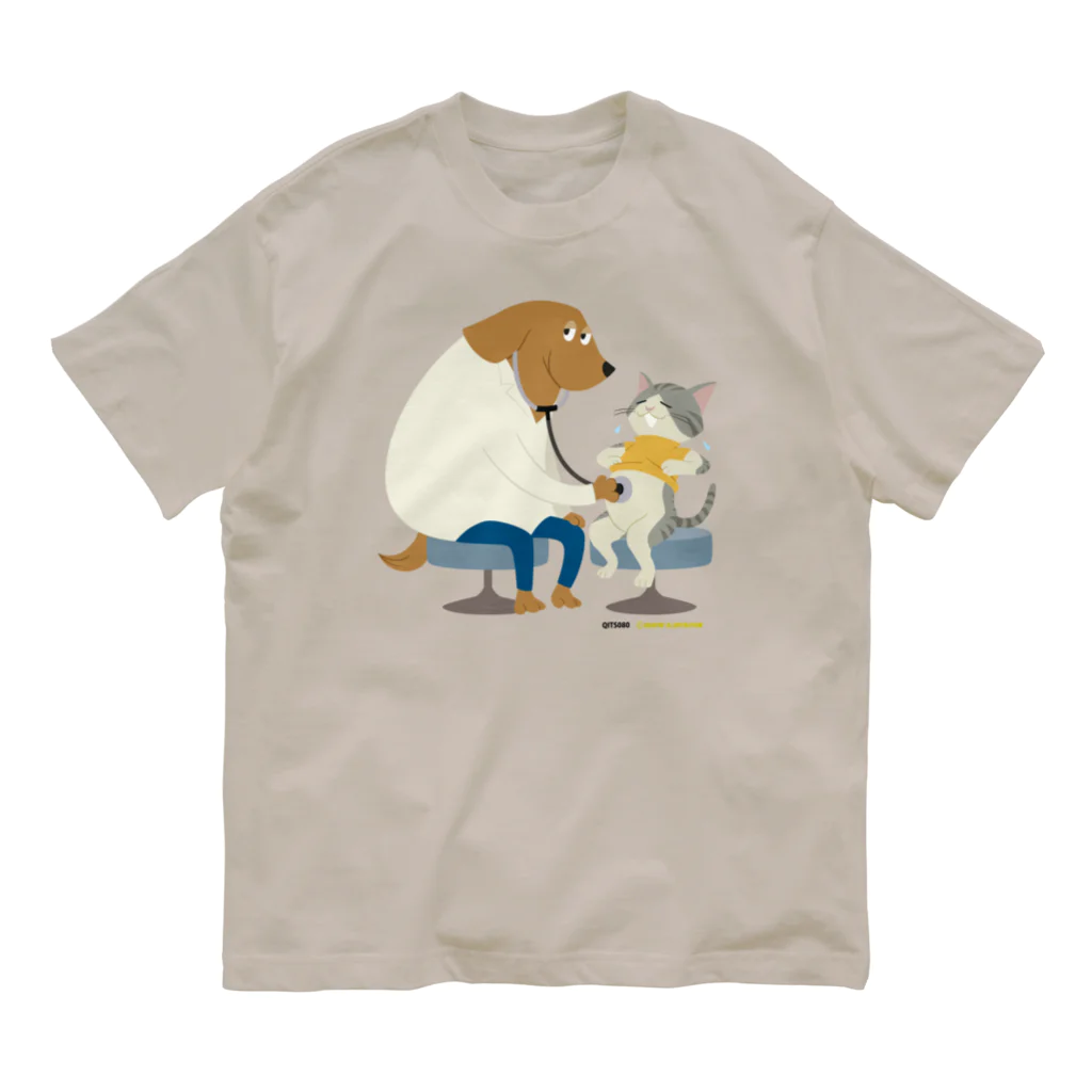 Quatre Illustrationの犬のお医者さん オーガニックコットンTシャツ