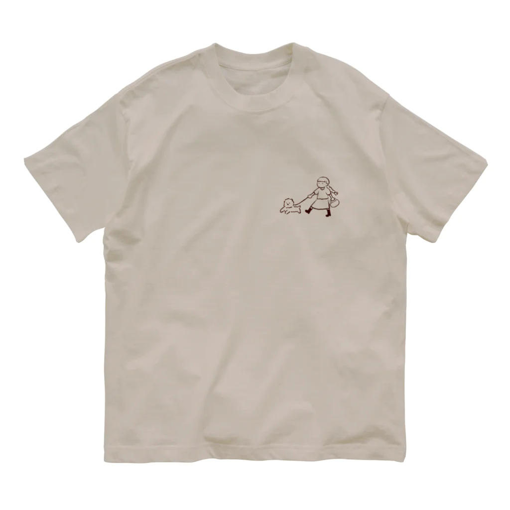 ぬんぬんの部屋のお散歩 〜モコと三つ編みちゃん〜 Organic Cotton T-Shirt