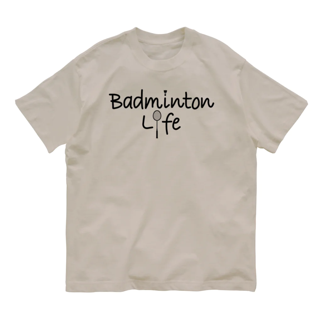 sports_tower スポーツタワーのバドミントン・Badminton・文字・おしゃれ・スポーツライフ・ラリー・デザイン・Tシャツ・スポーツ・かっこいい・かわいい・女子・男子・羽球・シャトル・スマッシュ・ラケット・プレーヤー・選手 Organic Cotton T-Shirt