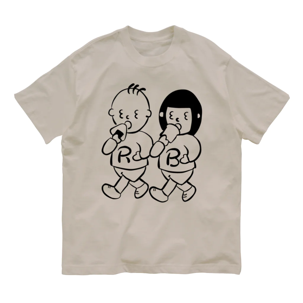 ランニングと朝食のランブレちゃんロゴTシャツ（背面白ロゴ） Organic Cotton T-Shirt