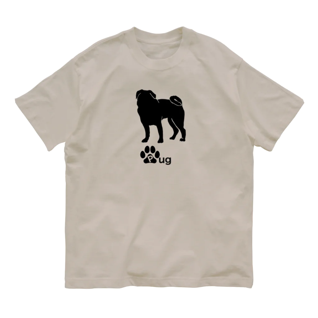 bow and arrow のパグ犬 オーガニックコットンTシャツ