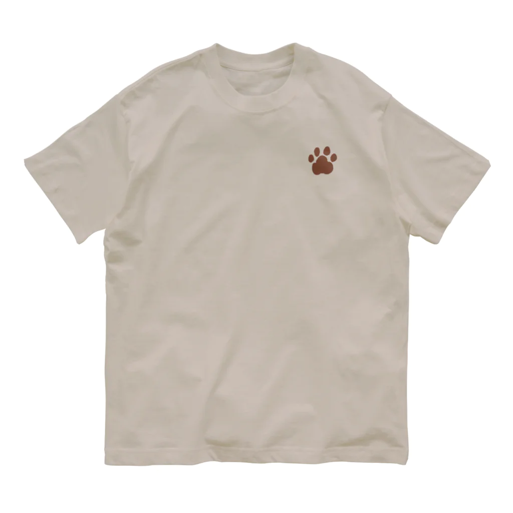 蓬来燕（よもぎつばめ）のMy cat is waiting for me at home.（ブラウン） Organic Cotton T-Shirt