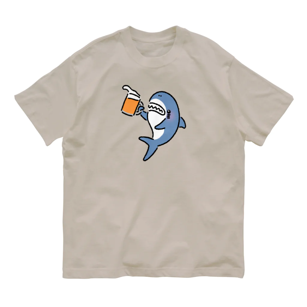 サメ わりとおもいのビールジョッキを掲げるサメ Organic Cotton T-Shirt