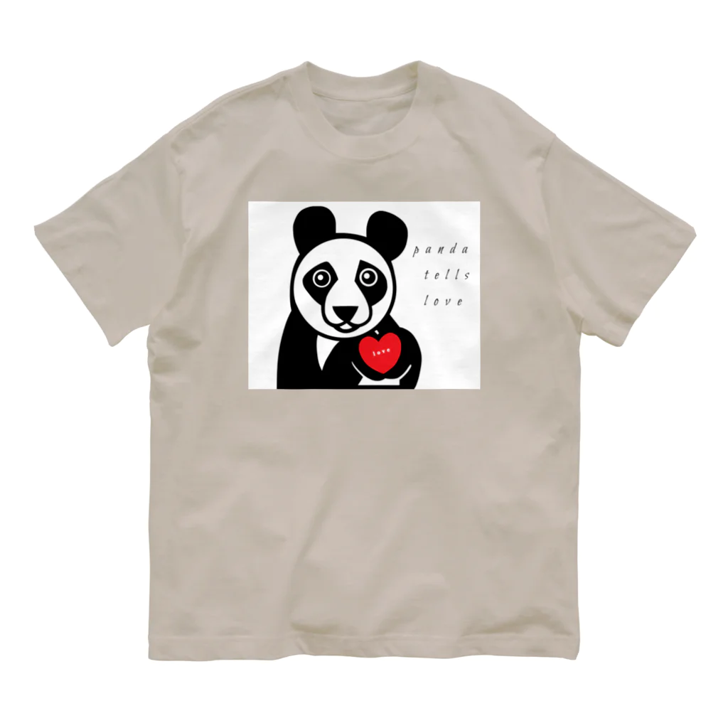 aiueoneko358のパンダハート Organic Cotton T-Shirt