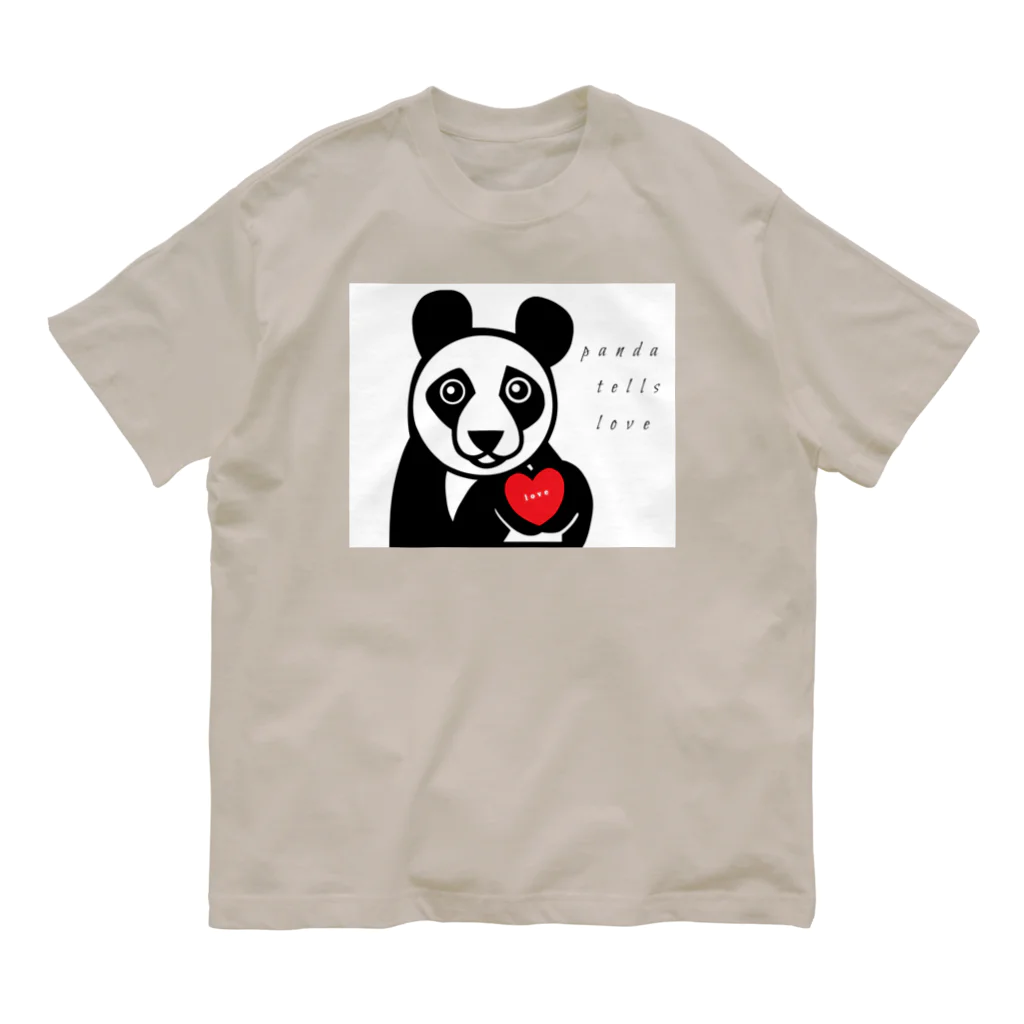 aiueoneko358のパンダハート オーガニックコットンTシャツ