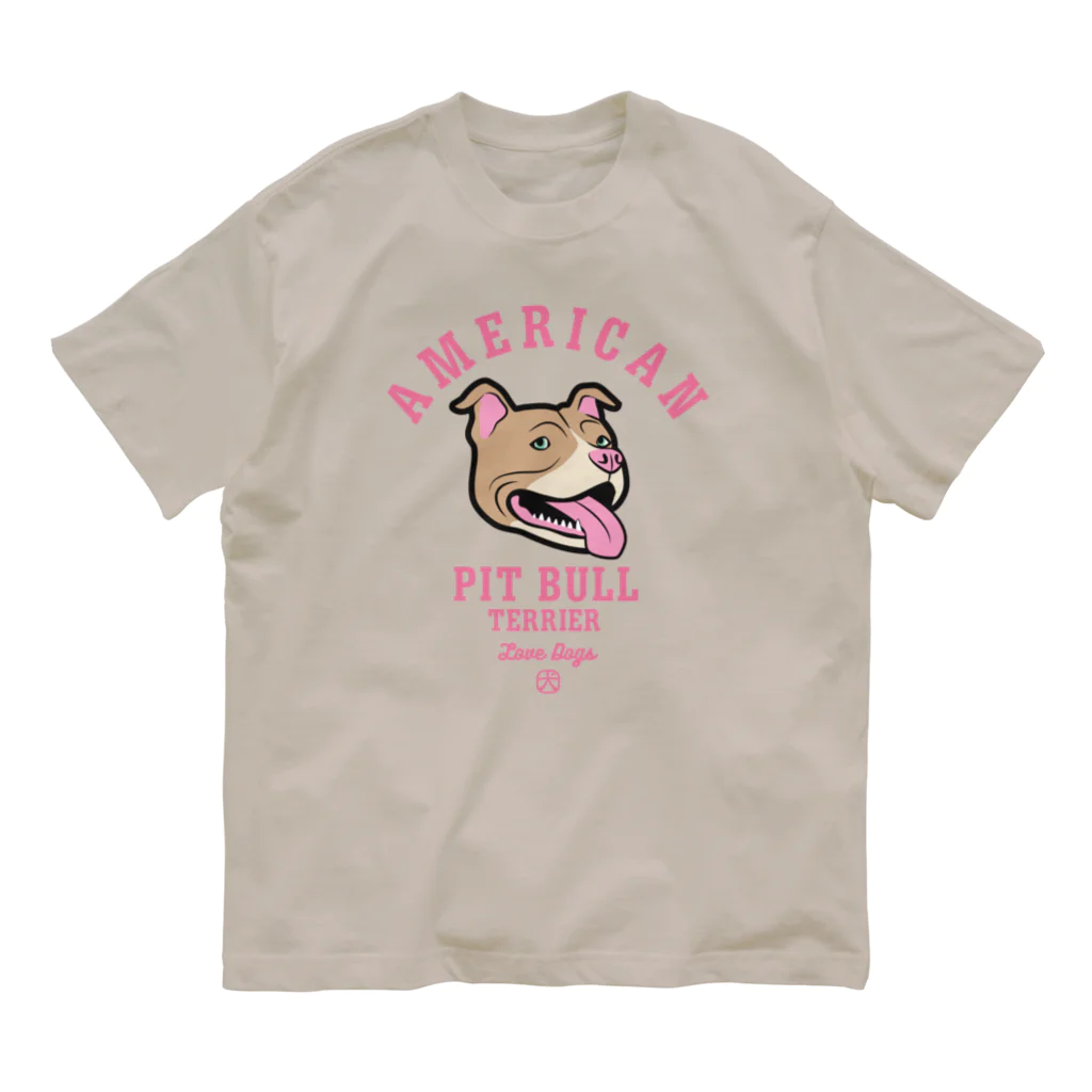 LONESOME TYPE ススのLove❤️Dogs（アメリカンピットブルテリア・赤鼻） オーガニックコットンTシャツ