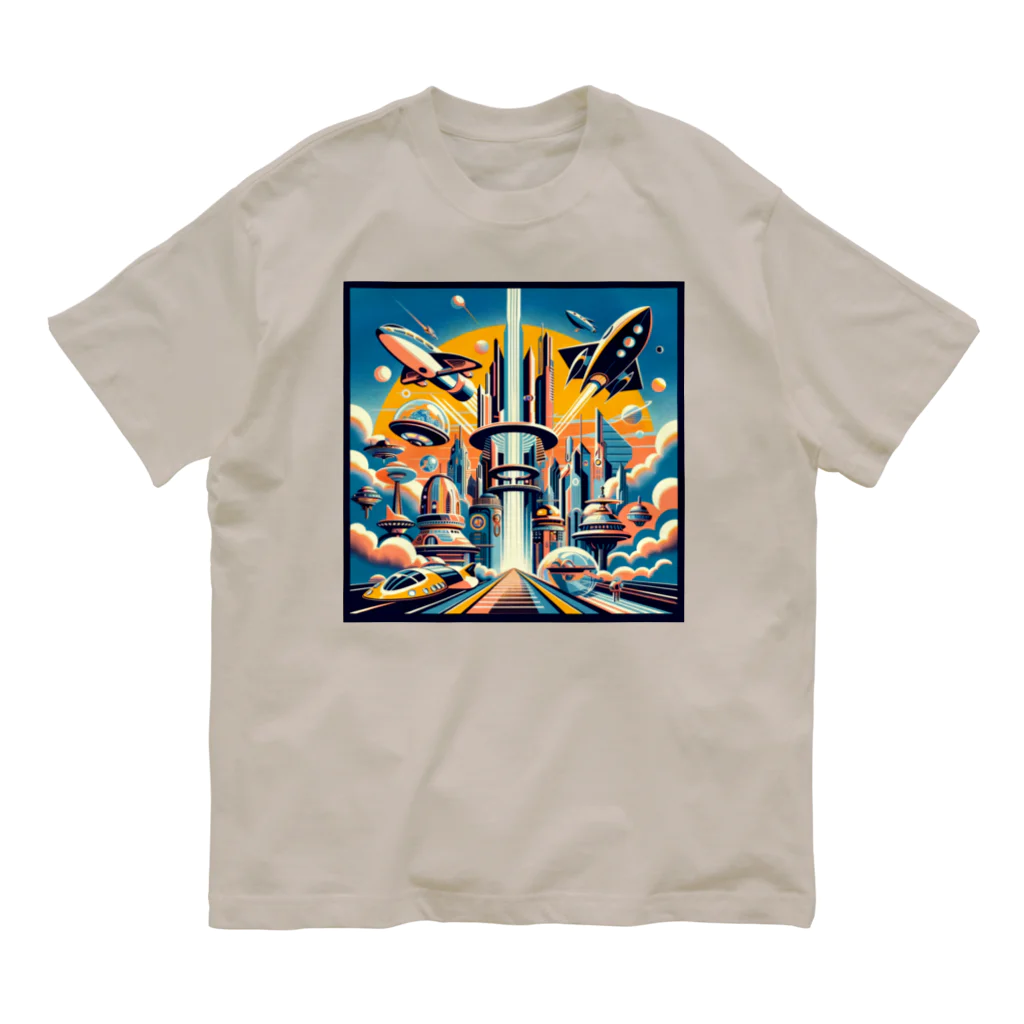 Dexsterの過去の未来観　retro-futurism design01 Organic Cotton T-Shirt