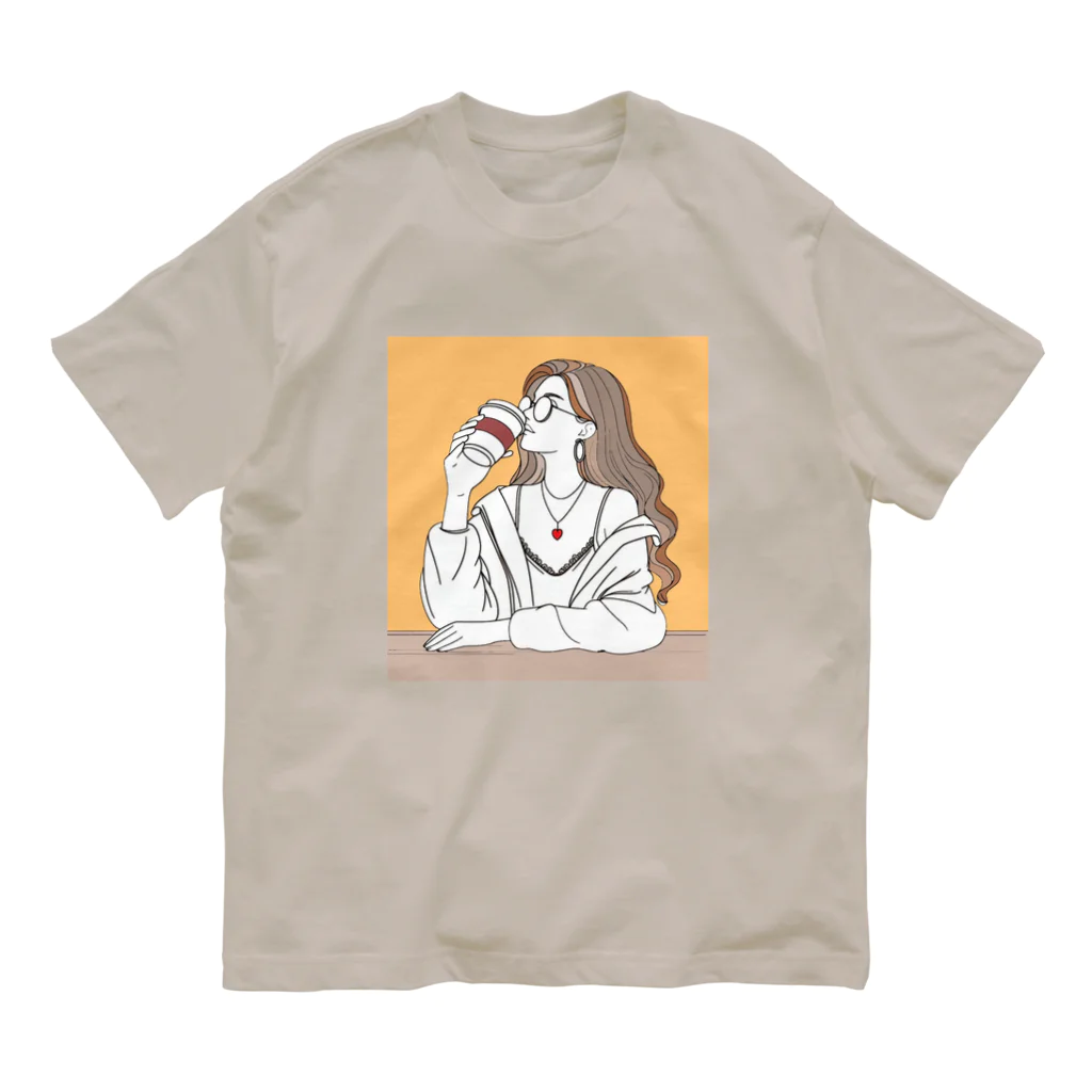 ブルーアイズのやけ酒したいけど我慢してコーヒー飲んでる人 Organic Cotton T-Shirt