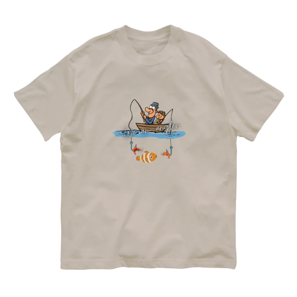 Yanjiisの釣り親子：釣れないかな～ オーガニックコットンTシャツ