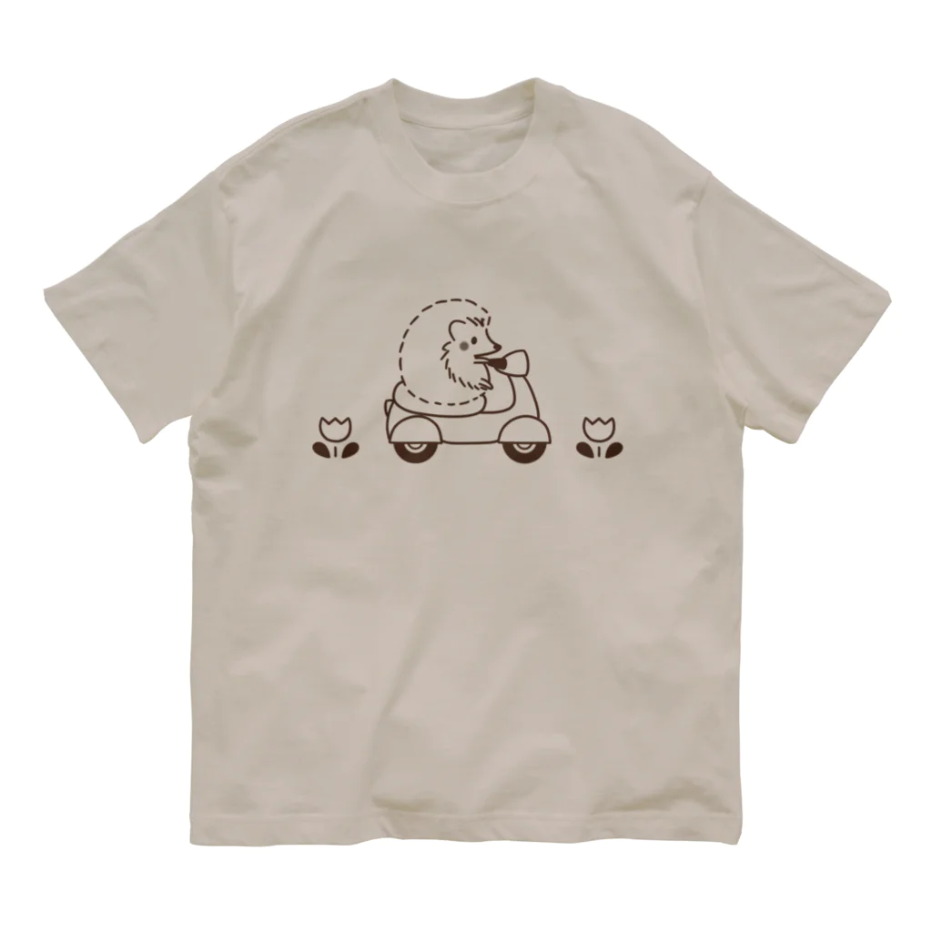 lemonysnow/ハリネズミグッズのハリネズミとバイク オーガニックコットンTシャツ