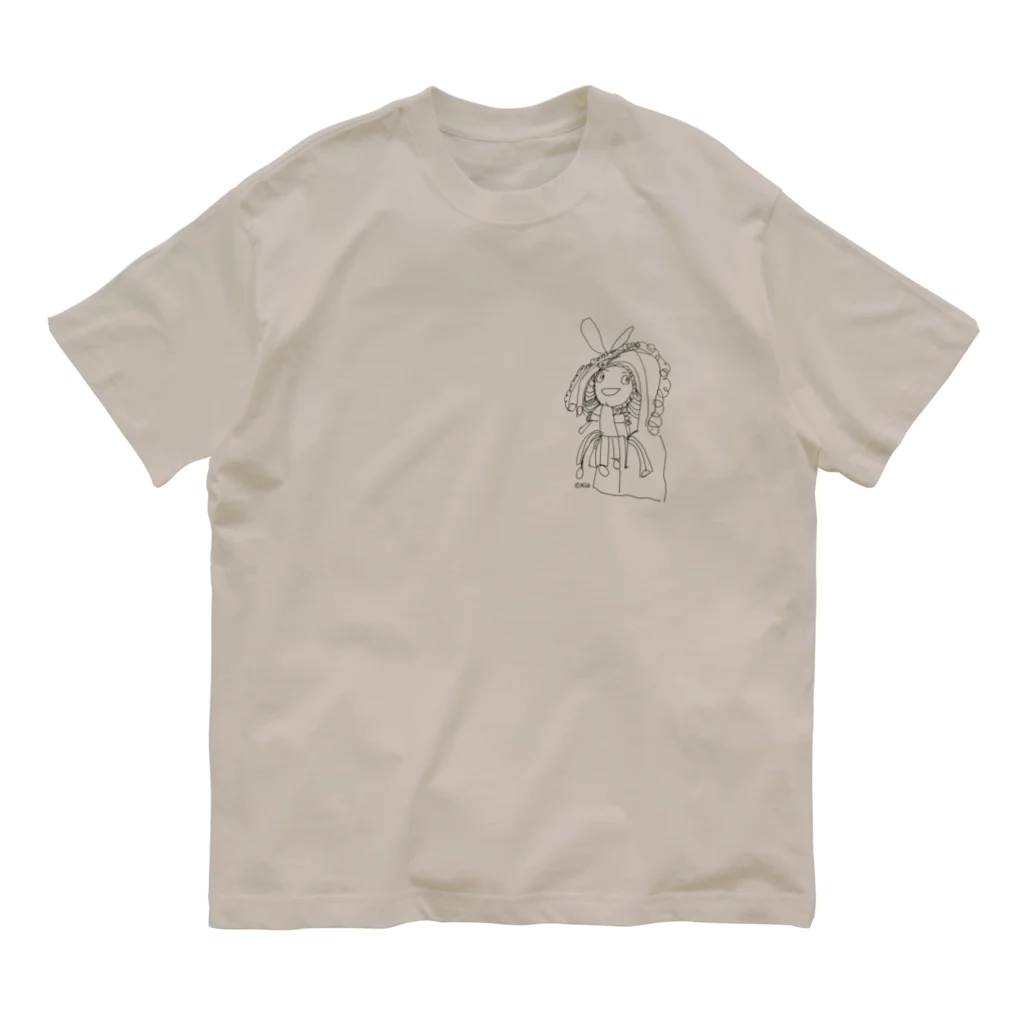 カレー屋　月夜のライオンの©Kia　第３弾 （黒） Organic Cotton T-Shirt