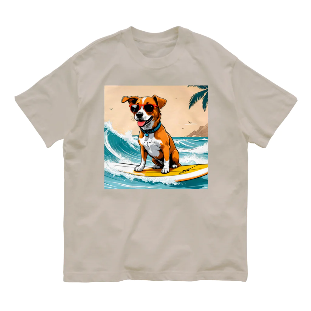 studio eizoのおいら波乗り🐕犬サーファー🏄 オーガニックコットンTシャツ