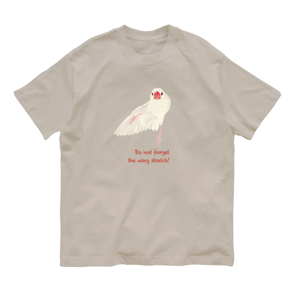 文鳥中心のDo not forget  the wing stretch!（ダーク用） オーガニックコットンTシャツ