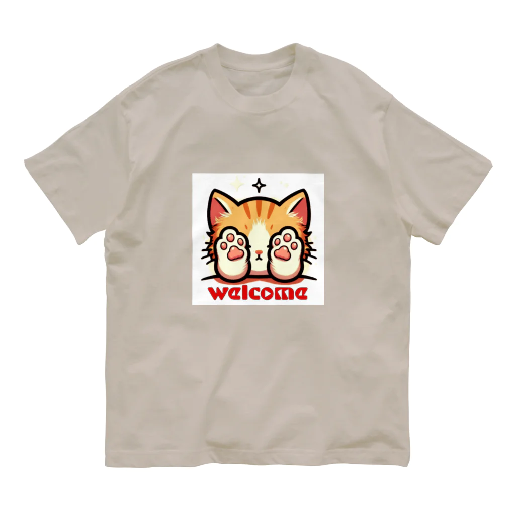 kk-welcomeの肉球で目隠し猫ちゃん オーガニックコットンTシャツ