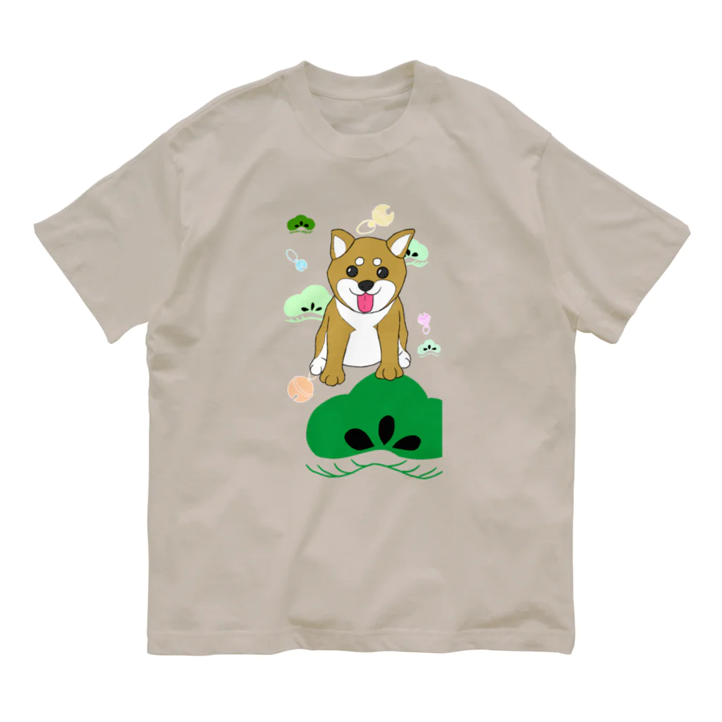 Lily bird（リリーバード）のにこにこ柴犬 和柄背景① Organic Cotton T-Shirt