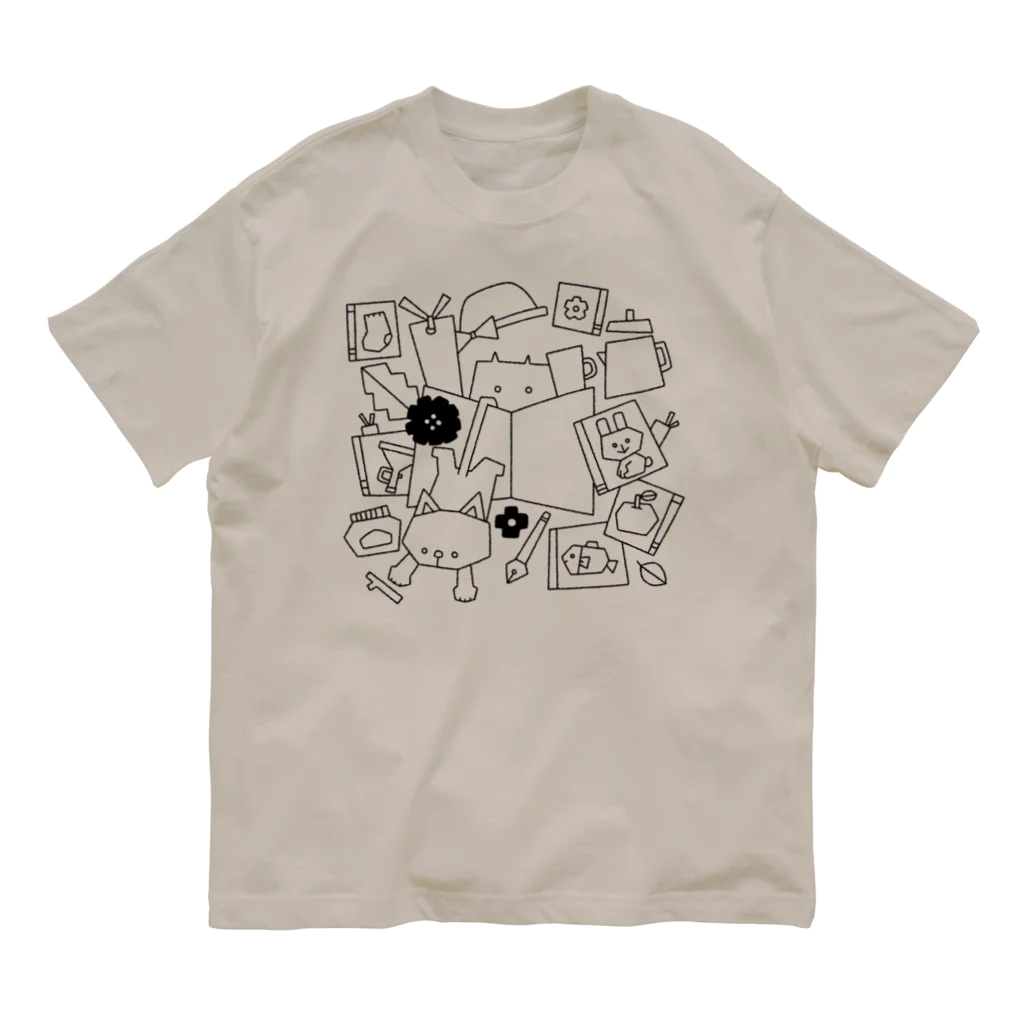 Illustrator イシグロフミカのBOOKCATCOFFEE オーガニックコットンTシャツ