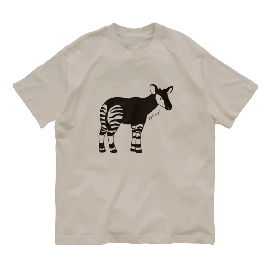 あおきさくらのオカピ（線画） オーガニックコットンTシャツ