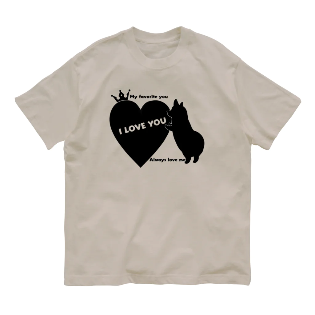 5corgisのI LOVE YOU CORGI オーガニックコットンTシャツ