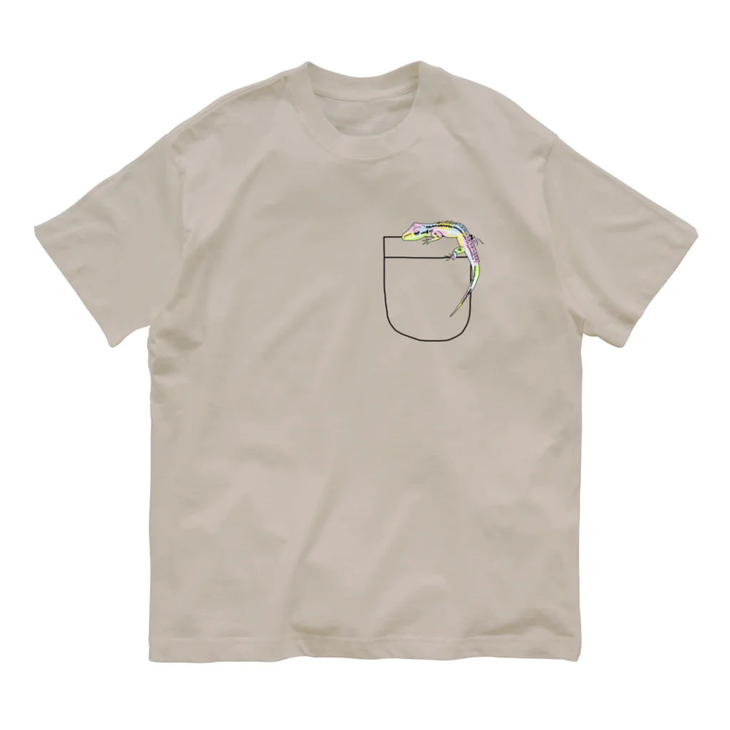INOSTUDIOのポケットトカゲ オーガニックコットンTシャツ