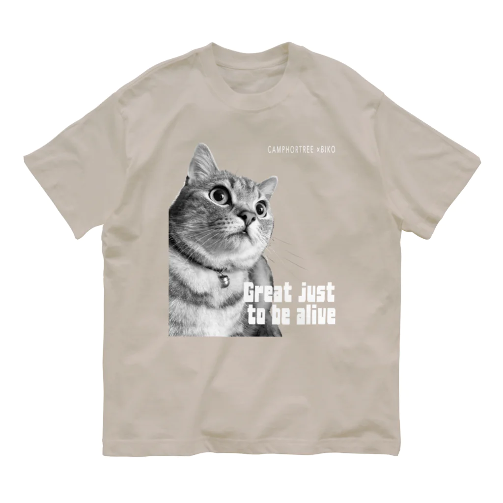 BIKOのBIKO(Great just  to be alive) black オーガニックコットンTシャツ