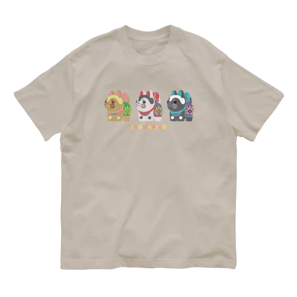 　やのやのいぬはりこトリオ オーガニックコットンTシャツ