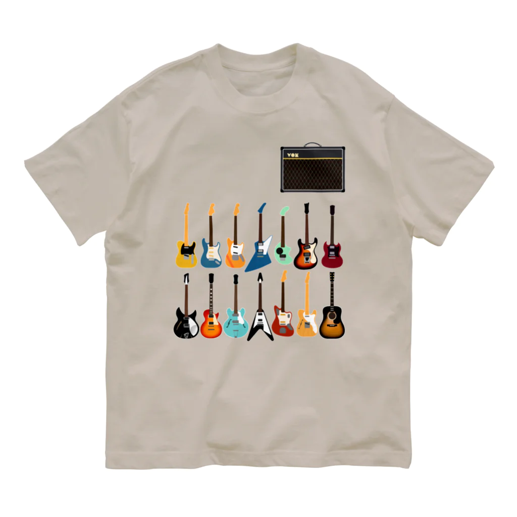 MOCOPOCOのギターとアンプ オーガニックコットンTシャツ