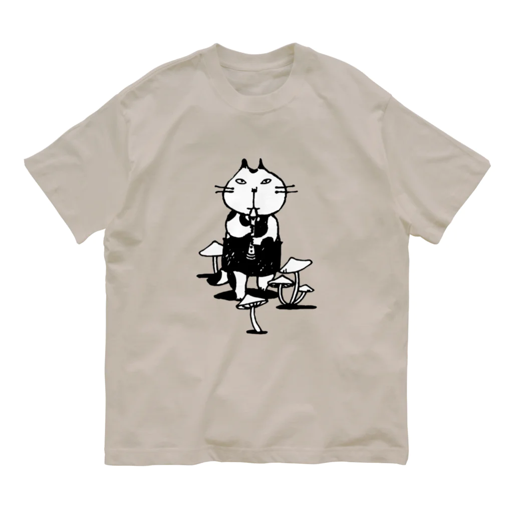 なまらやのきのこと笛猫 オーガニックコットンTシャツ