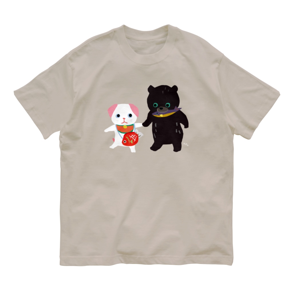 おばけ商店のTOYTOY＜鯛狆と木彫りの熊＞ Organic Cotton T-Shirt