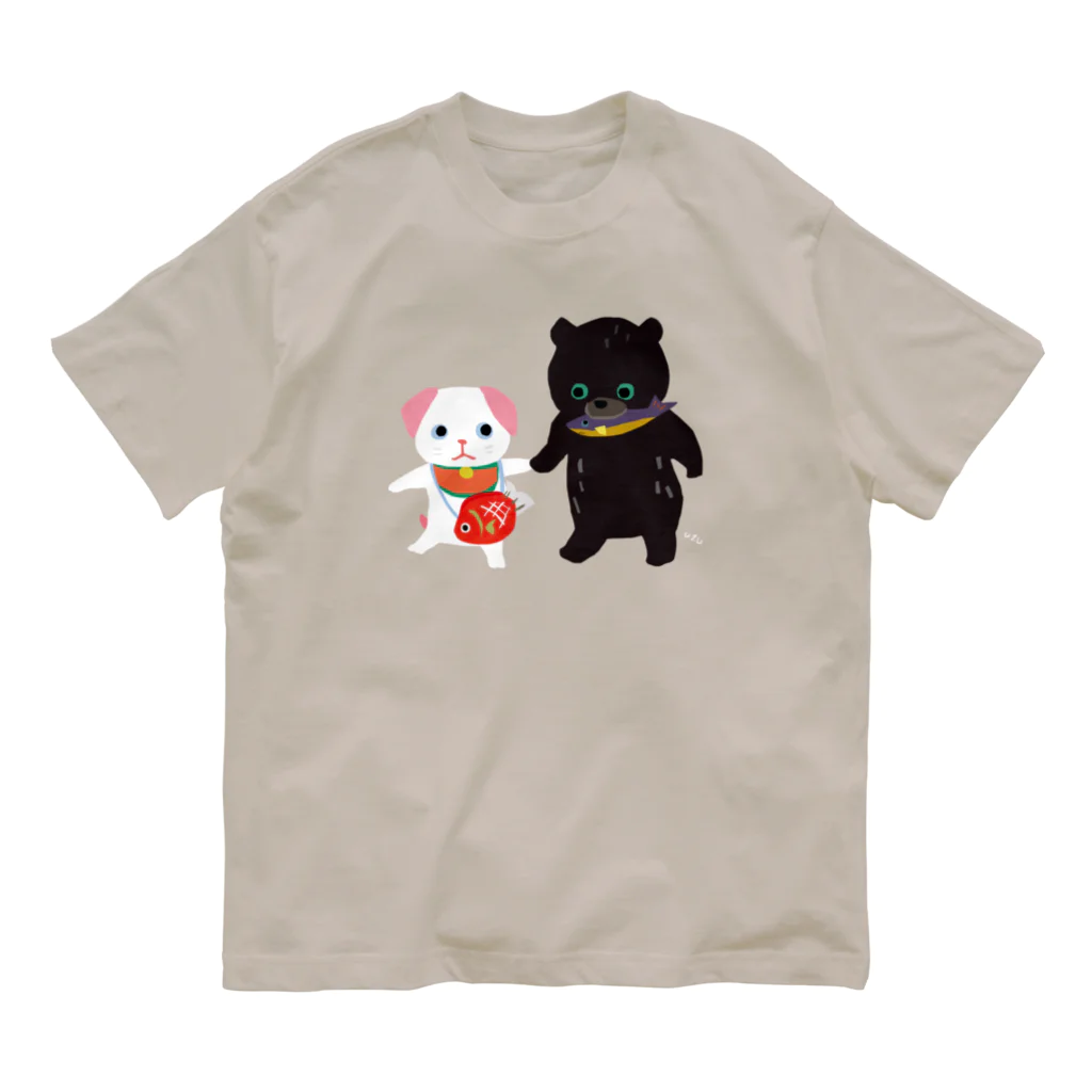 おばけ商店のTOYTOY＜鯛狆と木彫りの熊＞ オーガニックコットンTシャツ