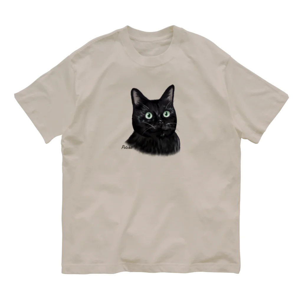 猫とやっし～ぃのアレコレのキリッと黒猫 オーガニックコットンTシャツ