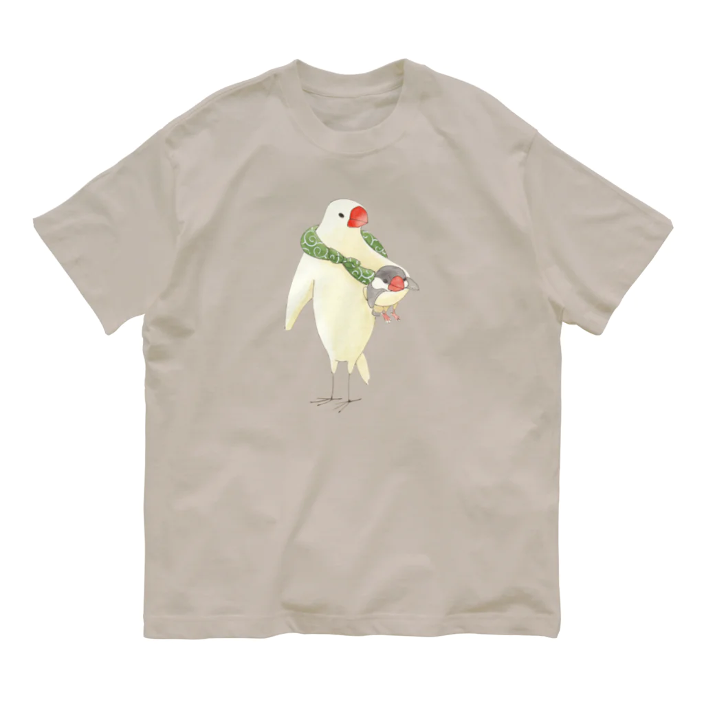 ふろしき文鳥のお店のぬいぐるみ抱っこ オーガニックコットンTシャツ