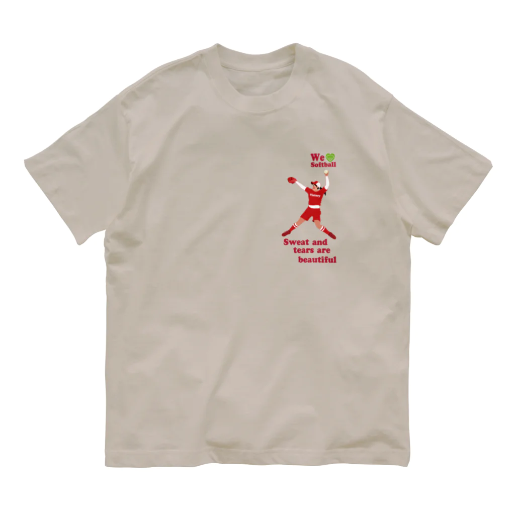 キッズモード某のwe love Softballスマホサイズ オーガニックコットンTシャツ