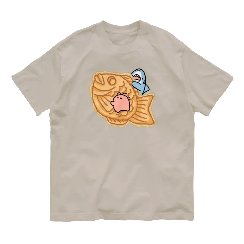 サメとメンダコ[namelessmm2]のたい焼き食べたいサメとメンダコ Organic Cotton T-Shirt