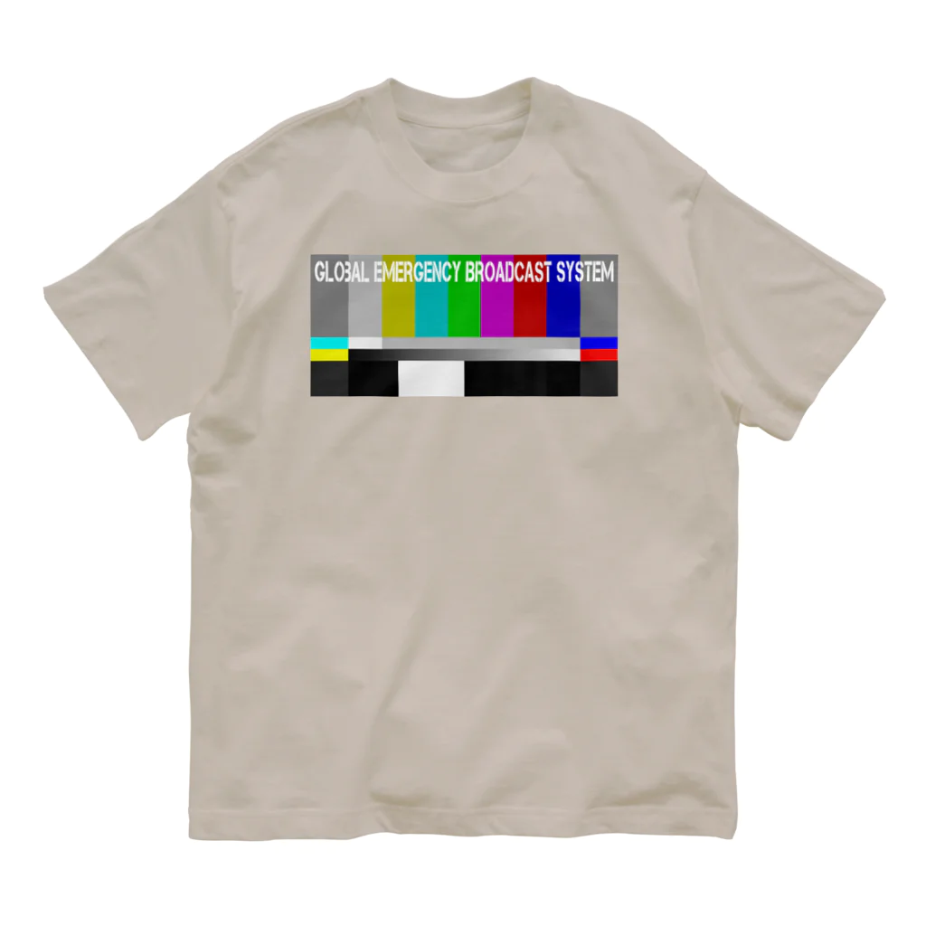 PALA's SHOP　cool、シュール、古風、和風、のGlobal Emergency Broadcast System Organic Cotton T-Shirt